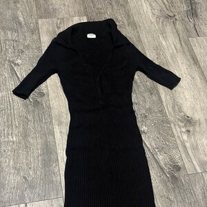 Elegant Black Ribbed Dress